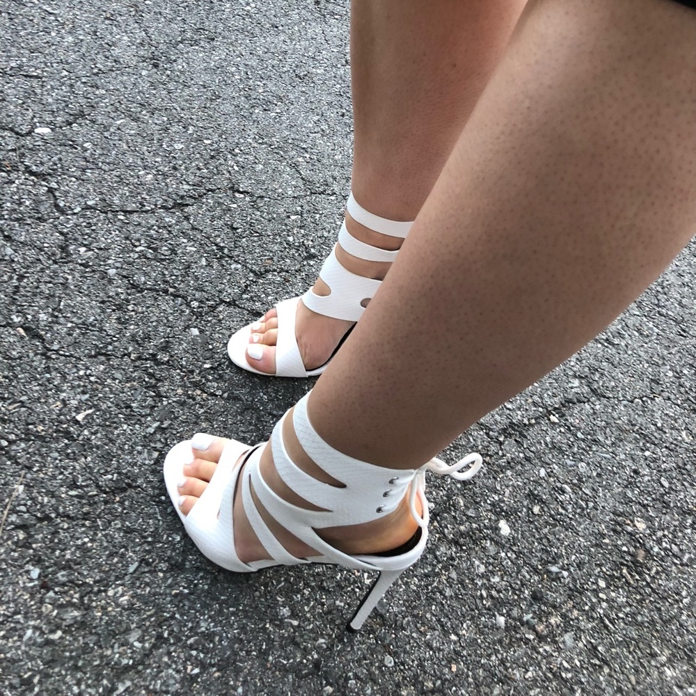 New in box. White strappy heels